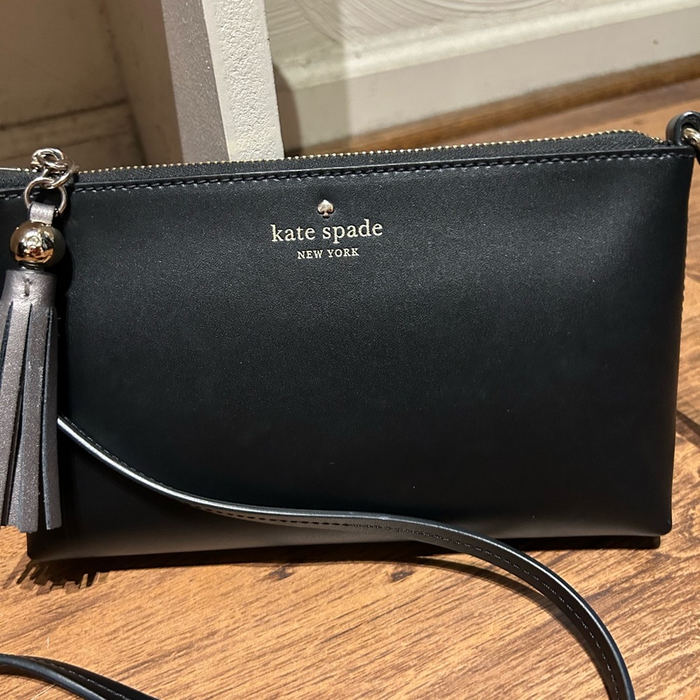 Kate Spade black leather crossbody purse